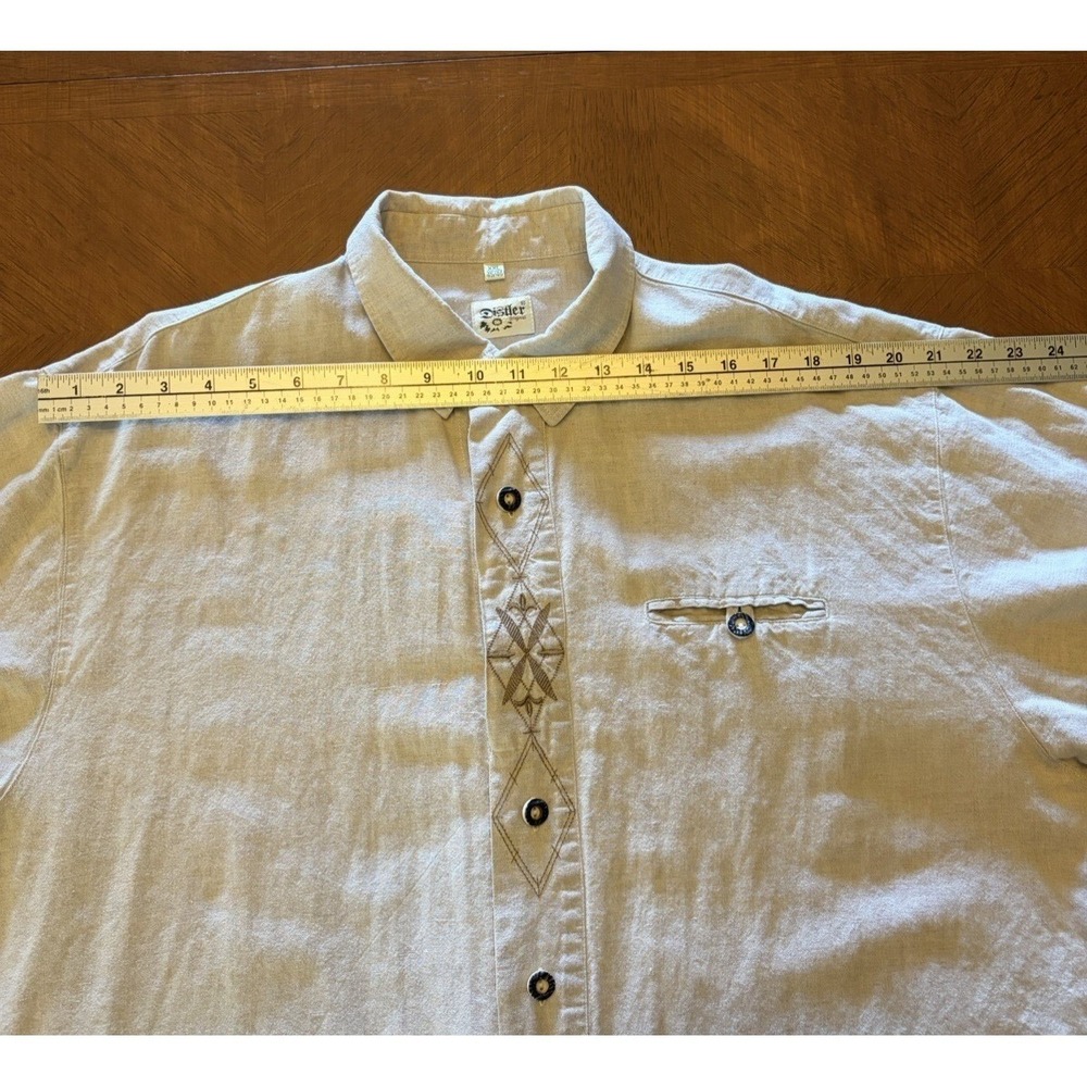 VTG Distler Original Linen Blend Edelweiss Embroidered L/S Shirt Men's 2XL - Picture 11 of 16